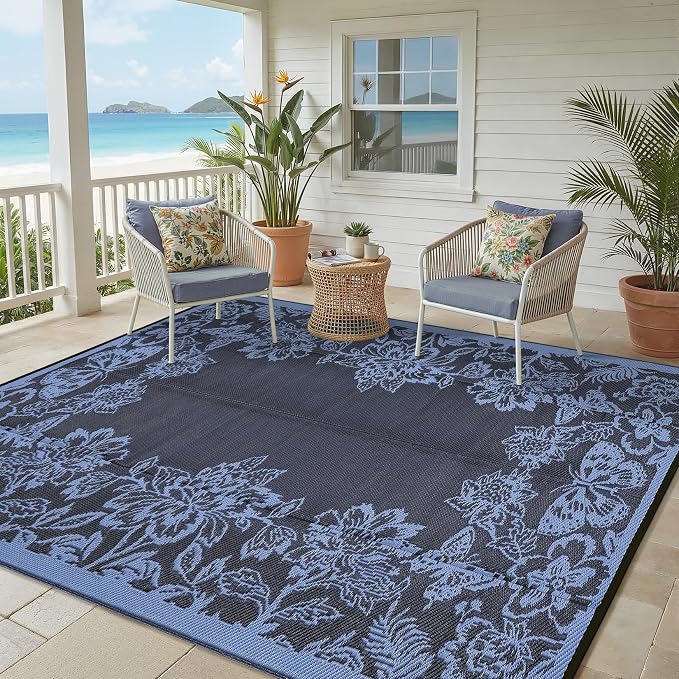 Garvee 5’x8’ Waterproof Patio Outdoor Rug, Outdoor Plastic Straw Rug - Image 9
