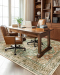 RELEANY Area Rugs 6'x8' Washable Non-Slip, Floral Vintage Distress Medallion by RELEANY