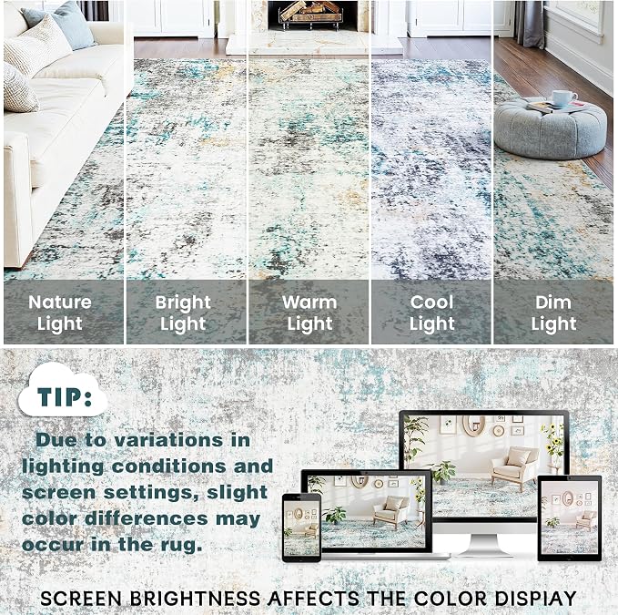 Area Rugs 5x7 Living Room: Large Soft Washable Rug Modern Abstract Anti-Skid - Image 9
