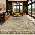 Warm Taupe Sage 9x12 Living Room Rug by HazoHaus