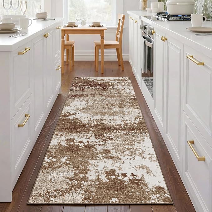 Brown Rug Runners for Hallways Kitchen 2.6x8 Non Slip Washable Entryway Runner by Acapet