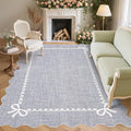 GarveeHome Scalloped Bow Rug for Living Room, Solid Grey Rug for Dorm, Washable by GarveeHome