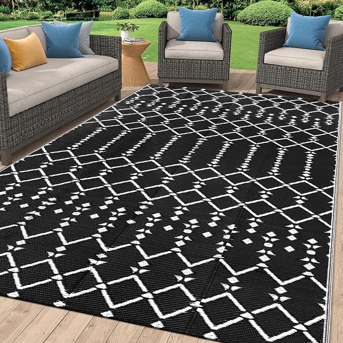 Smiry Outdoor Rug 8x10 ft, Waterproof Reversible Plastic Straw Rugs, Boho by Smiry