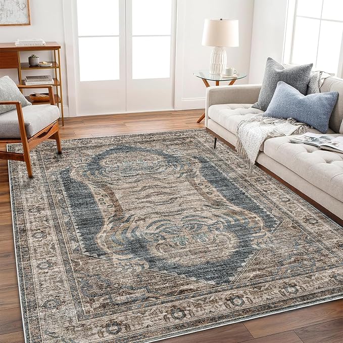 CHAMPLANT Area Rug 5'x7' Washable Rug Vintage Traditional Floor Cover Thin by CHAMPLANT