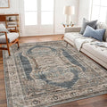 CHAMPLANT Washable Area Rug 3'x5' Vintage Traditional Floor Cover Foldable Thin by CHAMPLANT