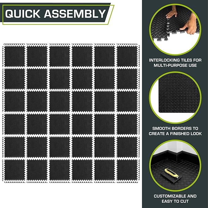 ProsourceFit Exercise Puzzle Mat ½-inch, EVA Interlocking Foam Floor Tiles - Image 6