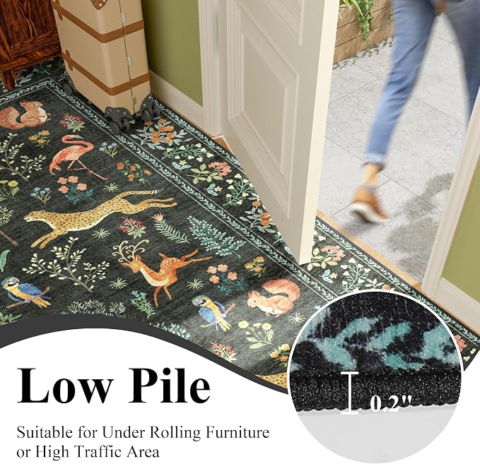 DUKINO 3x5 Rug, Washable Animal Area Rug - Image 7