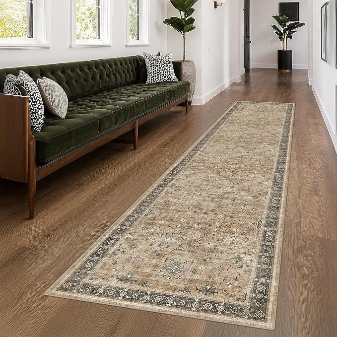 Hazo Haus Boho Washable 3x16 Extra Long Hallway Runner Rug, Neutral Large by HazoHaus