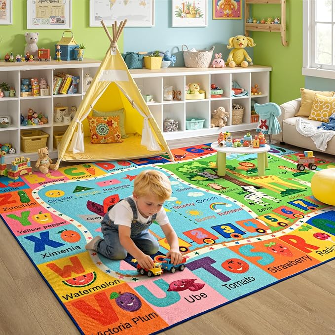 Maxsoft Kids Rug for Playroom, Educational 5x7 Play Mat for Classroom, Washable - Image 7