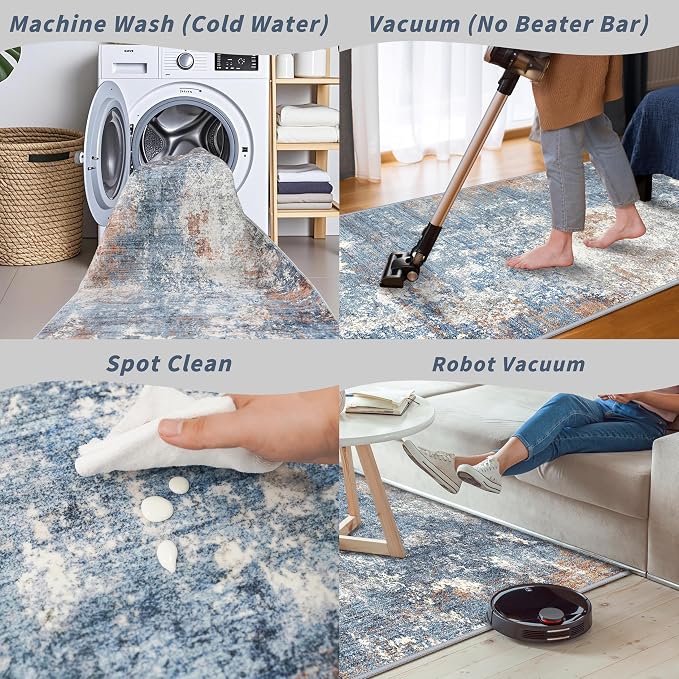 2x10 ft Washable Hallway Runner Rug – Non-Slip Low-Pile Long Carpet Runner - Image 7