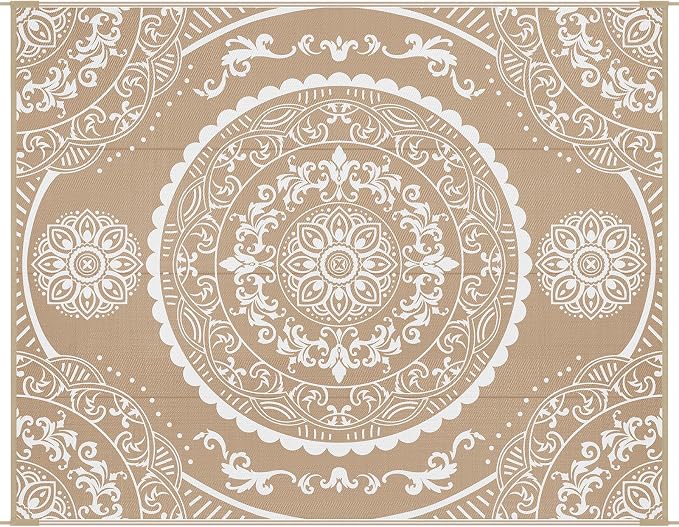 Pauwer Waterproof Outdoor Rug 8x10, Reversible Plastic Straw Patio Camping Rug - Image 9