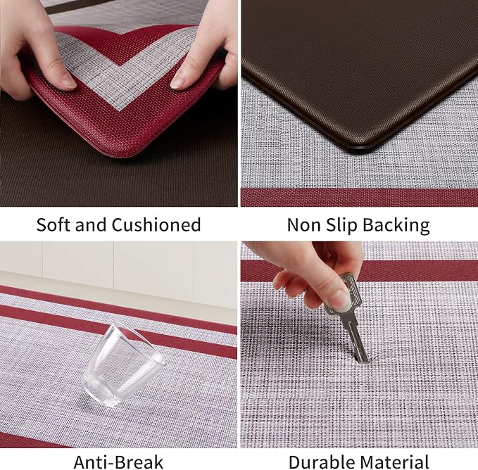 Mattitude Kitchen Mats Set of 2 Cushioned Rugs 0.47 inch Thick Anti-Fatigue Mats - Image 4