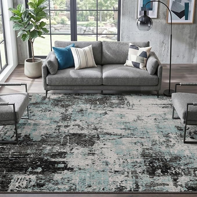 RELEANY Washable Area Rugs 8'x10' Non-Slip Modern Abstract Soft - Image 9