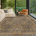 Vintage Gold Brown Living Room Rug, 7x10 Washable Area Rugs by HazoHaus