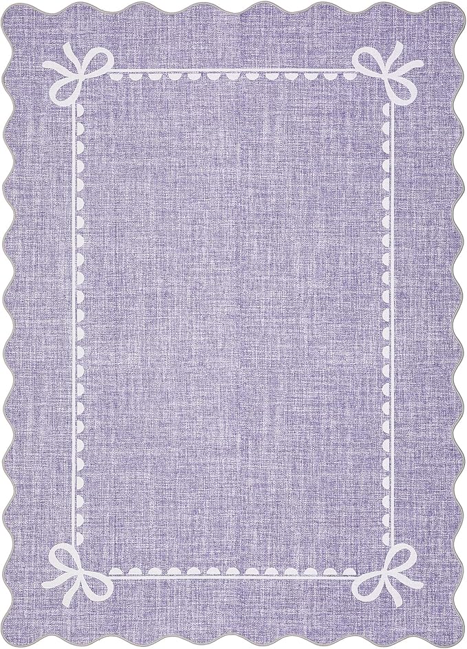 GarveeHome Scalloped Bow Rug for Living Room, Solid Purple Rug for Dorm - Image 4