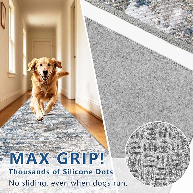 Runners for Hallways Ultra Non-Slip 2x10 Long Runner Rugs Washable Abstract - Image 4