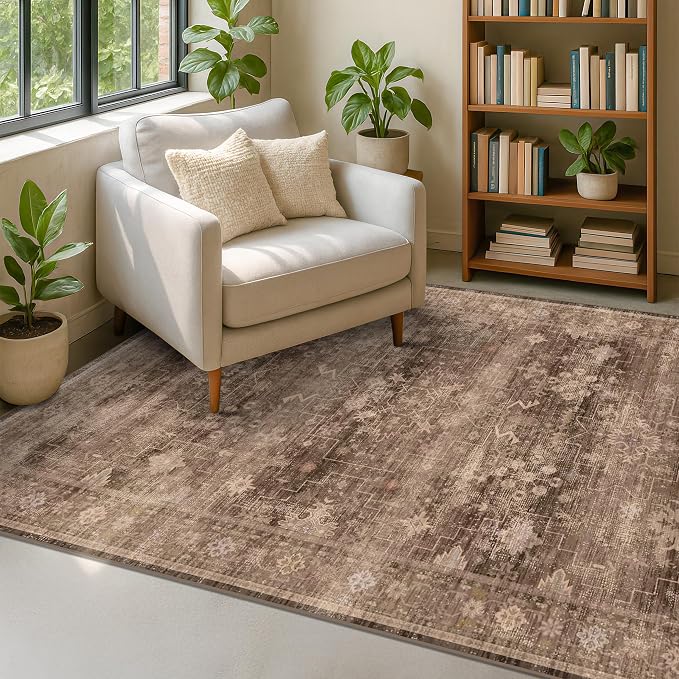 Hazo Haus Taupe Brown 5x8 Rug for Living Room by HazoHaus