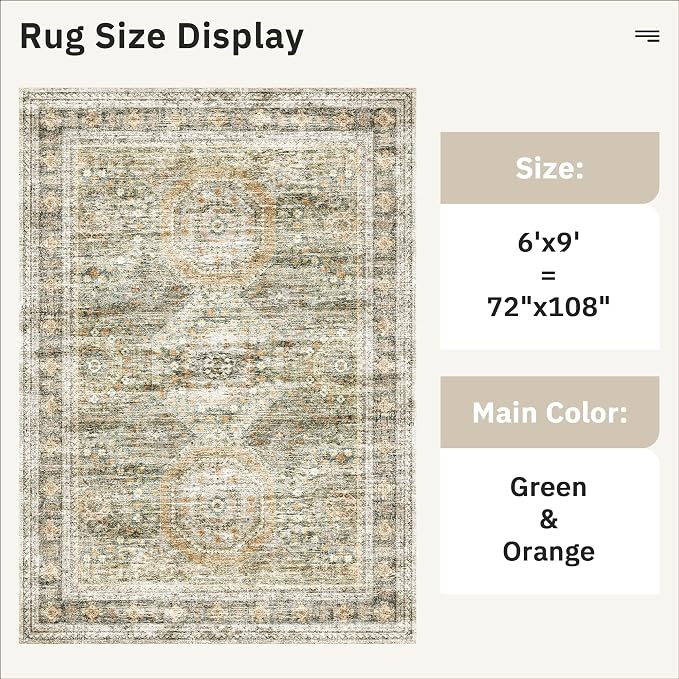 Soalmost 6x9 Area Rug for Living Room Washable 6x9 Non-Slip Modern Rugs for - Image 5