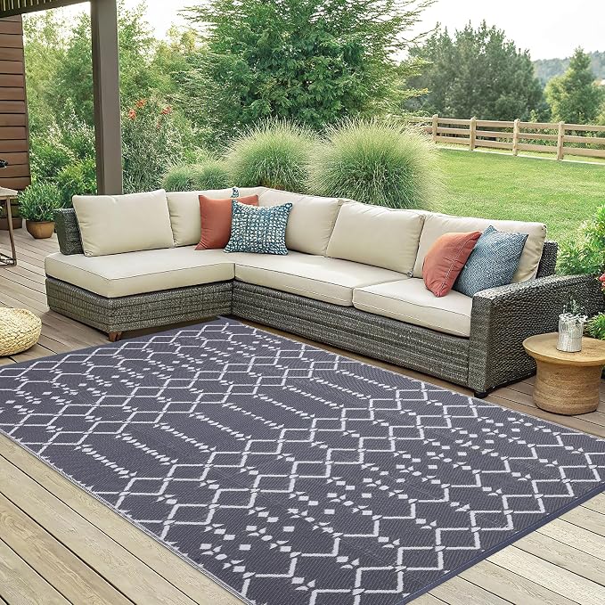 Smiry Outdoor Rug 6x9 ft, Waterproof Reversible Plastic Straw Rugs, Boho - Image 7
