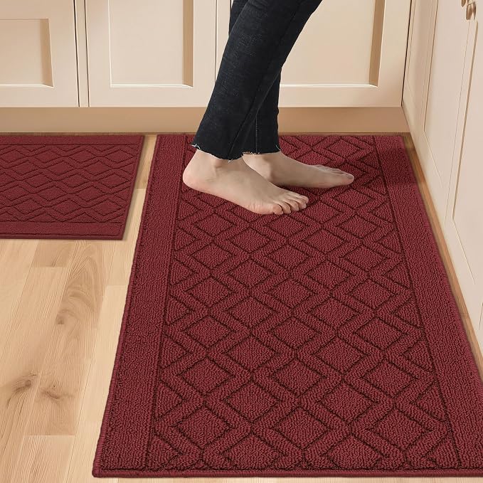 COSY HOMEER 48x20 Inch/30X20 Inch Kitchen Rug Mats Made of 100% Polypropylene 2 by COSYHOMEER