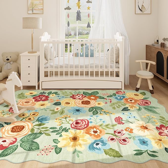 DUKINO 5x7 Area Rug, Floral Washable Rugs - Image 3