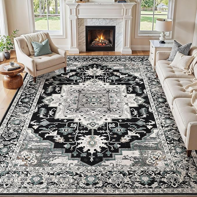 6x9 Area Rugs Living Room: Washable Vintage Rug Large Non-Slip Stain Resistant by JessibouAreaRug