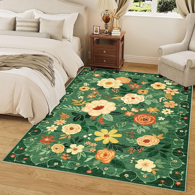 DUKINO 5x7 Area Rug, Floral Rugs - Image 9