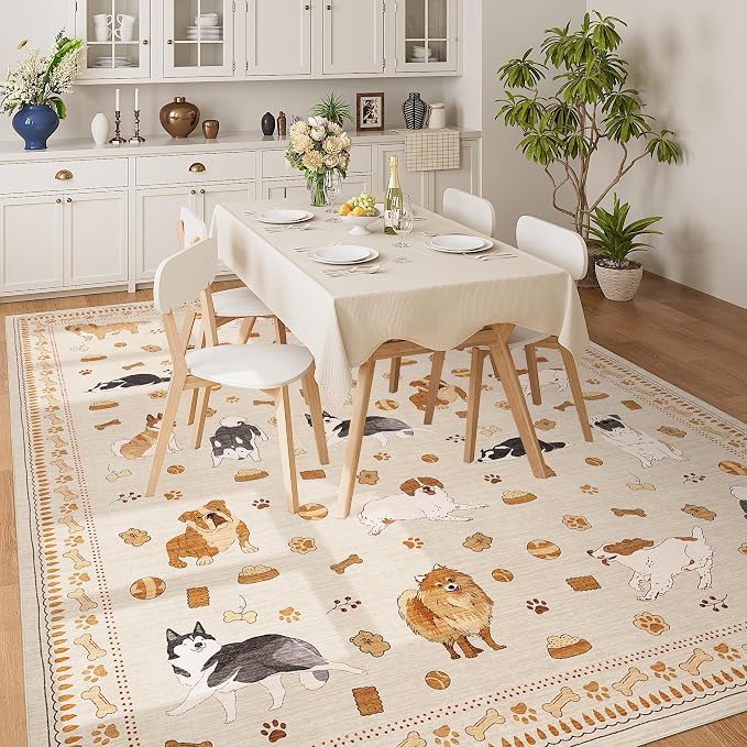 DUKINO 8x10 Area Rug, Non Slip Washable Animal Dog Rug - Image 3