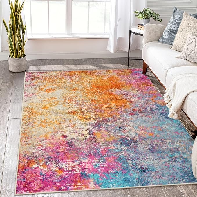 Lahome Modern Abstract Washable 5x7 Area Rugs by Lahome