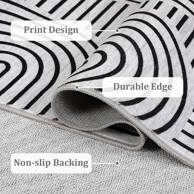 Washable Rug 2x3 Area Rugs for Entryway, Abstract Rug for Bedroom, Soft Rainbow - Image 6