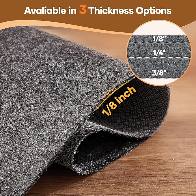 Veken Non Slip Cushioned Rug Pad Gripper 10 x 14 Ft, Felt and Silicone Backing - Image 4