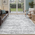 Soalmost 5x8 Area Rugs Grey Low Pile Indoor Washable Trendy Faded Style Rugs by Soalmost