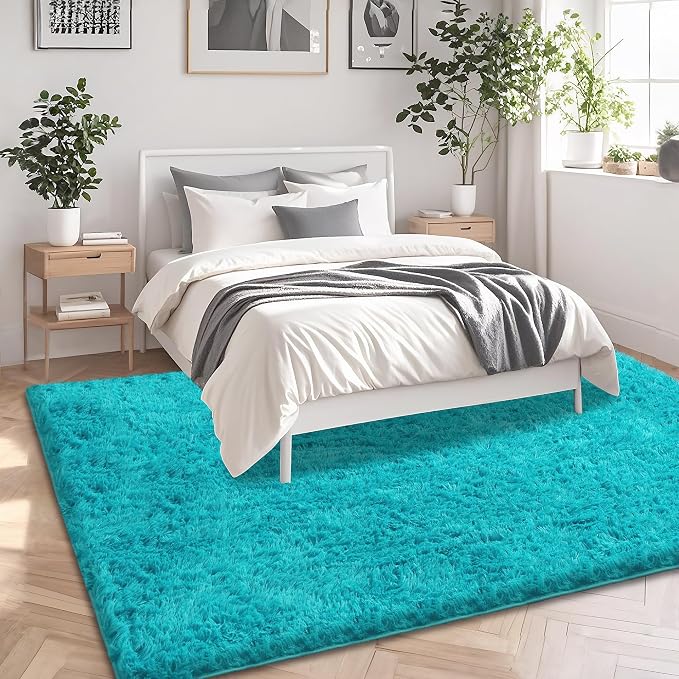 9x12 Teal Area Rugs for Living Room, Large Fluffy Shag Rug for Bedroom Boys - Image 3