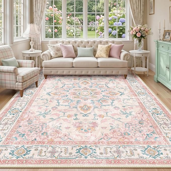 CAPALOCA Machine Washable Rugs Nursery Rug 8x10 Cute Girl Non Slip Low Pile by CAPALOCA
