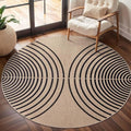 Tangsoo Modern Rainbow Round Rug 4ft Easy Jute Washable Rugs Ultra Thin Black by Tangsoo