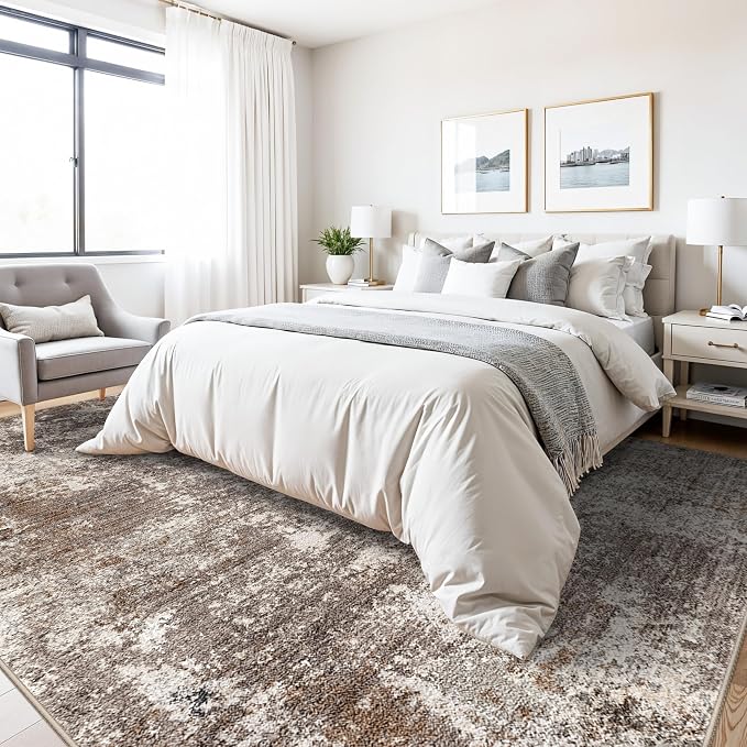 8x10 Washable Living Room Rug – Modern Neutral Abstract Large Area Rug - Image 8