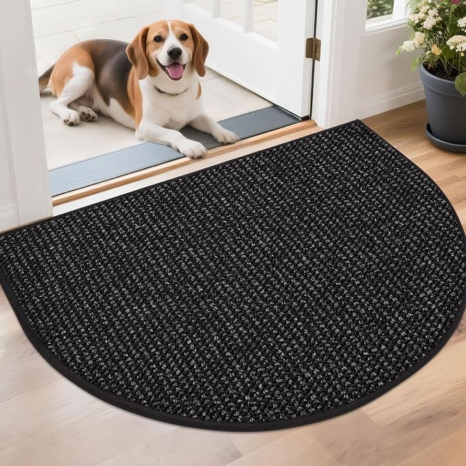 BEQHAUSE Dirt Trapper Door Mat 26" x 40" Half Circle Non-Slip Washable Doormats by BEQHAUSE