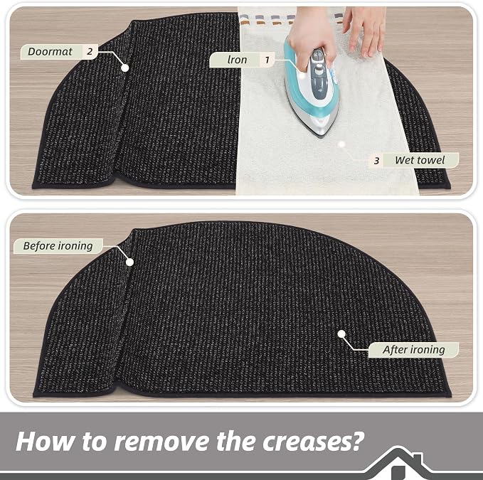 BEQHAUSE Dirt Trapper Door Mat 24" x 36" Half Circle Non-Slip Washable Doormats - Image 9