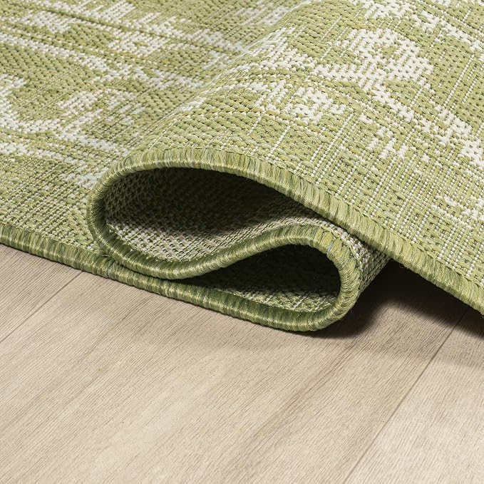 JONATHAN Y Boho Medallion Indoor Outdoor Square Area Rug 5X5 Green/Cream - Image 5
