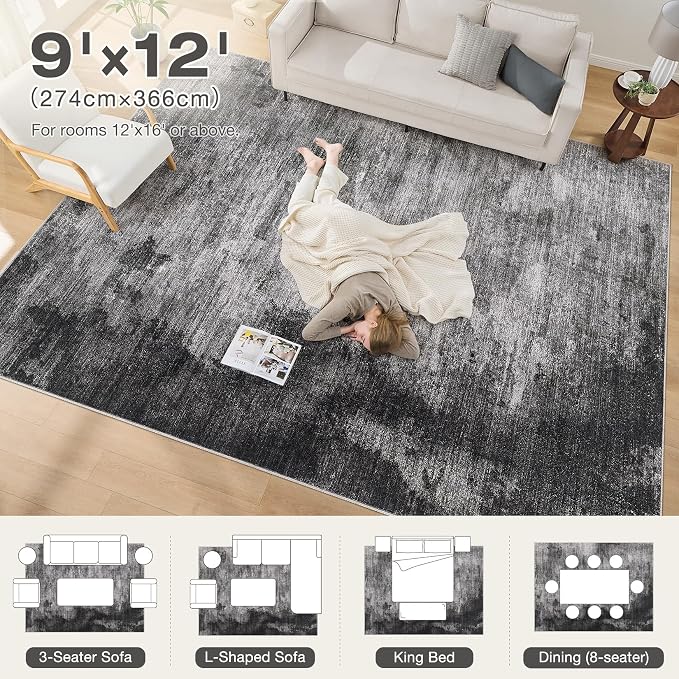 DMOYEST 9x12 Area Rug for Living Room, Washable & Non Slip Large Indoor Carpet - Image 8