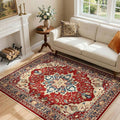 RELEANY Area Rugs 4'x6' Washable Non-Slip, Floral Vintage Distress Medallion by RELEANY
