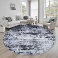 Round Area Rug for Living Room: 8 ft Washable Modern Abstract Soft Thin Rug by FXRHLP