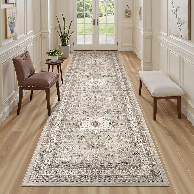 Vintage Hallway Runner Rug 3x8: Large Soft Washable Entryway - Image 4