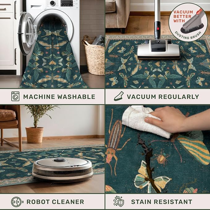Hazo Haus Washable 2x7 Kitchen Sink Runner Rug, Teal Boho Bathroom Carpet - Image 5