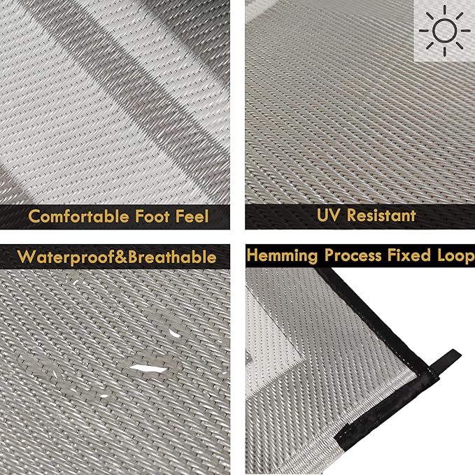 RURALITY Outdoor Rugs 5x8 for Patios Clearance, Waterproof Plastic Straw Mats - Image 4