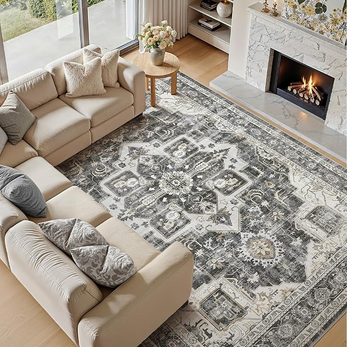 8x10 Area Rugs for Living Room, Washable Non Slip Vintage Distressed Stain - Image 6
