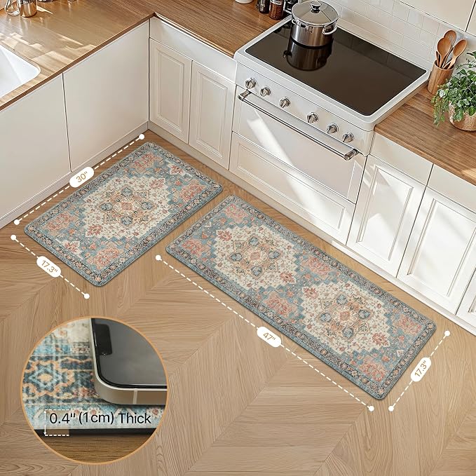 GENIMO Kitchen Mats for Floor 2PCs, Washable Anti Fatigue Mat for Cushioned - Image 2