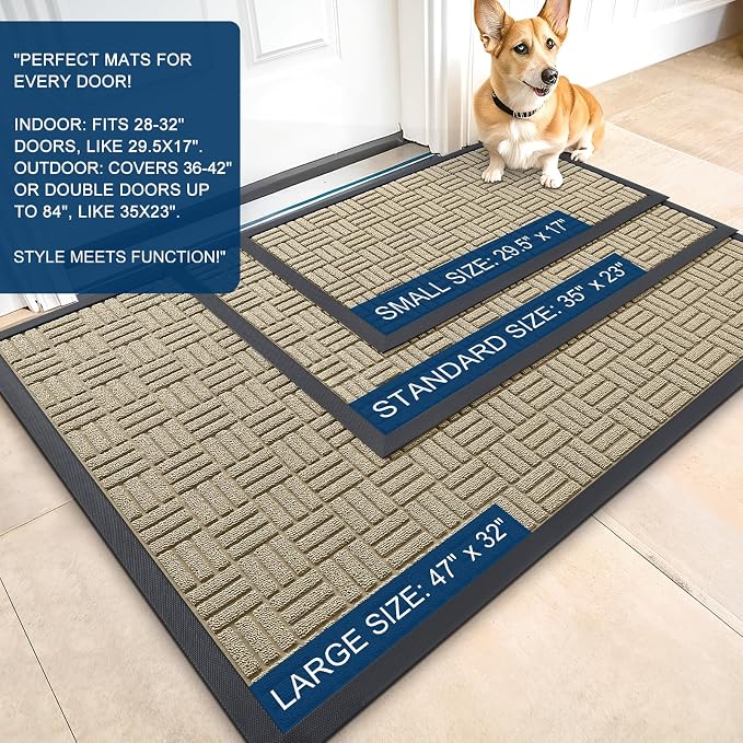 OLANLY Front Door Mat Outside Entrance 47x23, Heavy Duty Sturdy Natural Rubber - Image 2