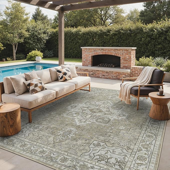GENIMO Outdoor & Indoor Area Rug 9'x12', Waterproof, Non-Shedding, Easy Cleaning by GENIMO