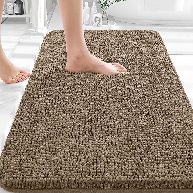 OLANLY Bathroom Rugs 35x24, Extra Soft Absorbent Chenille Bath Rugs, Rubber by OLANLY